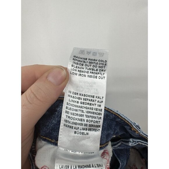 True Religion Jean Shorts Women 28 Blue Denim Distressed Preppy Grunge Skater - Picture 6 of 10